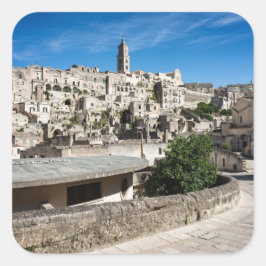 Pegatina Cuadrada Ciudad antigua de Sassi di Matera