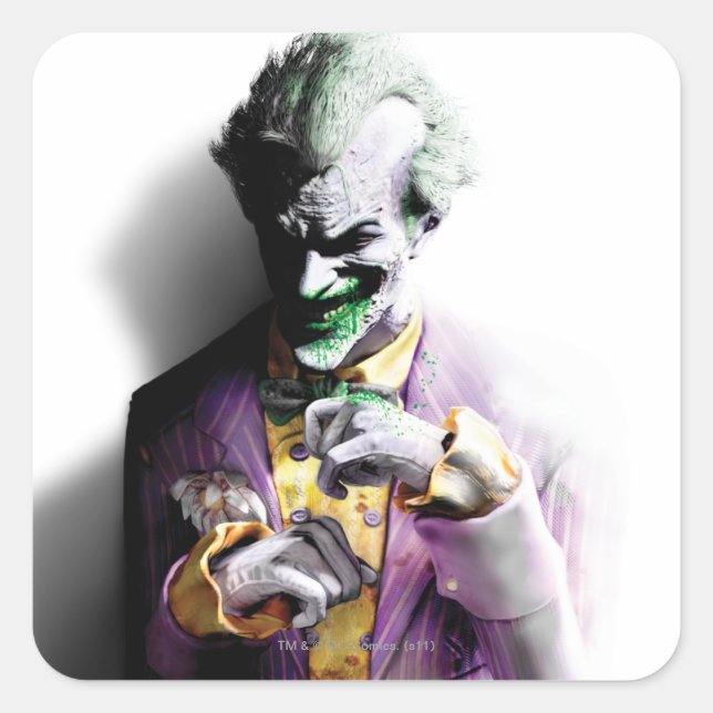 Pegatina Cuadrada Ciudad Batman Arkham | Joker (Anverso)