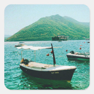 Pegatina Cuadrada Ciudad costera de Perast, Montenegro