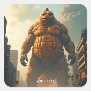 Pegatina Cuadrada Ciudad de calabaza gigante