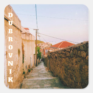 Pegatina Cuadrada Ciudad de Dubrovnik, Dalmacia, Croacia