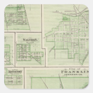 Pegatina Cuadrada Ciudad de Franklin, Johnson Co con Shelbyville