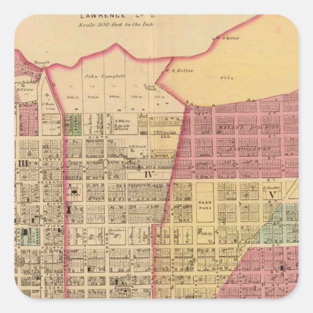 Pegatina Cuadrada Ciudad de Ironton con Proctorsville (Anverso)