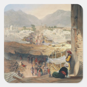 Pegatina Cuadrada Ciudad de Kandahar, su principal bazar y ciudadela