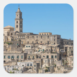 Pegatina Cuadrada Ciudad de Matera de los di de Sassi en Italia