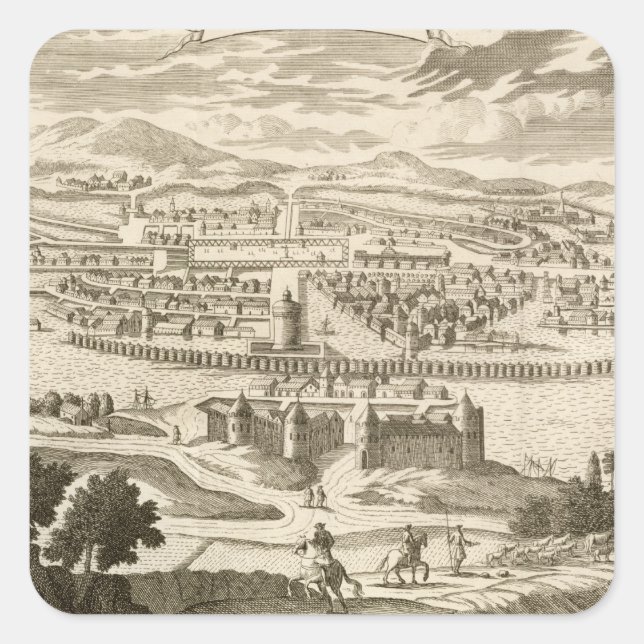 Pegatina Cuadrada Ciudad de México, 1723 (grabado) (Anverso)