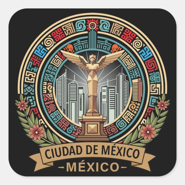 Pegatina Cuadrada Ciudad de México México América Central (Anverso)