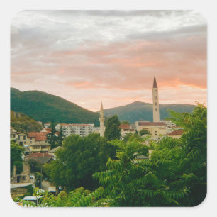 Pegatina Cuadrada Ciudad de Mostar - Bosnia y Herzegovina