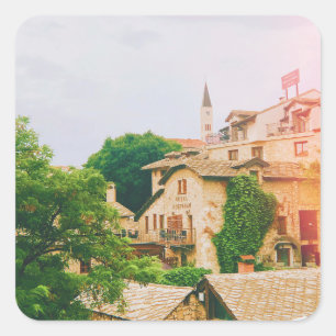 Pegatina Cuadrada Ciudad de Mostar - Bosnia y Herzegovina
