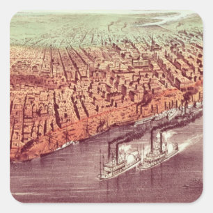 Pegatina Cuadrada Ciudad de Nueva Orleans