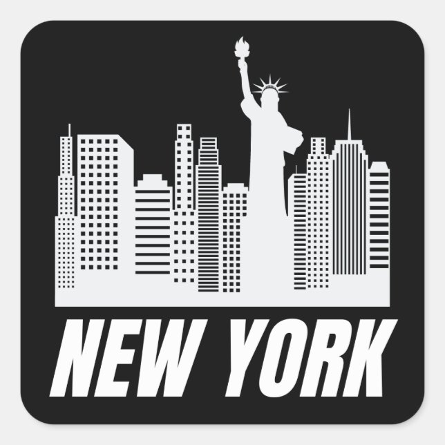 Pegatina Cuadrada Ciudad de Nueva York (Anverso)