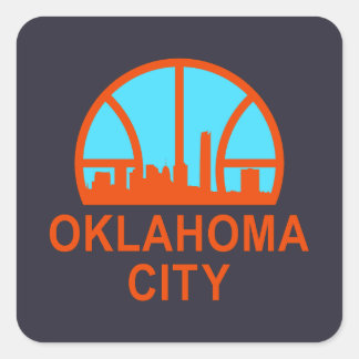 Pegatina Cuadrada Ciudad de Oklahoma - camiseta supersónica de básqu