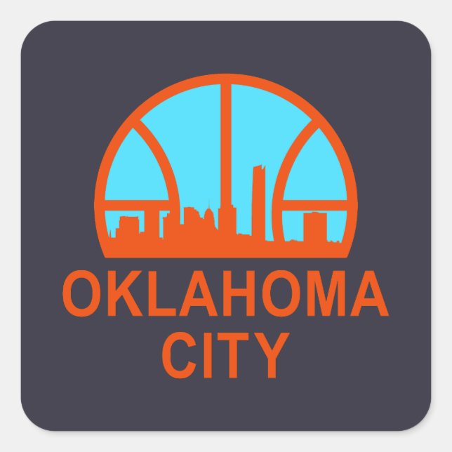 Pegatina Cuadrada Ciudad de Oklahoma - camiseta supersónica de básqu (Anverso)