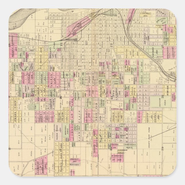Pegatina Cuadrada Ciudad de Omaha, Nebraska (Anverso)
