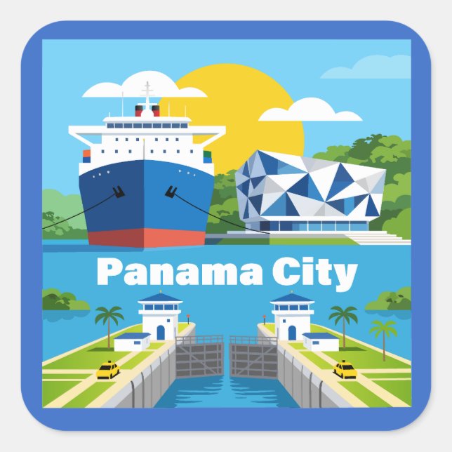 Pegatina Cuadrada Ciudad de Panamá Panamá (Anverso)