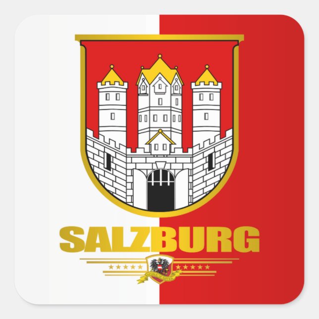 Pegatina Cuadrada Ciudad de Salzburgo (Anverso)