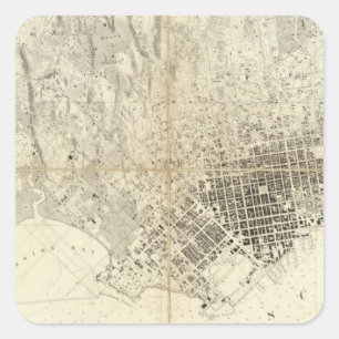 Pegatina Cuadrada Ciudad De San Francisco Y Sus Cercanías, Californi