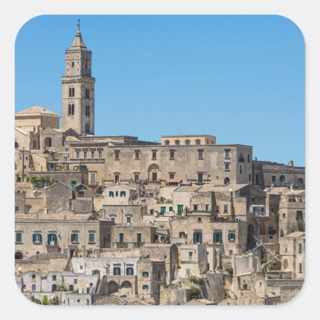 Pegatina Cuadrada Ciudad de Sassi di Matera en Italia (Anverso)
