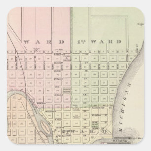 Pegatina Cuadrada Ciudad de Sheboygan, asiento de condado de
