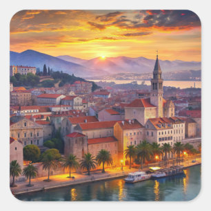Pegatina Cuadrada Ciudad de Split Croacia