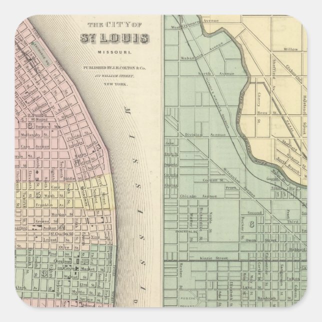 Pegatina Cuadrada Ciudad de St Louis, Missouri City de Chicago (Anverso)