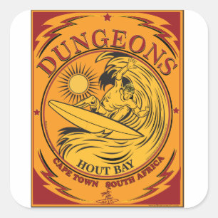 PEGATINA CUADRADA CIUDAD DE SURFING DUNGEONS CAPE, SUDÁFRICA