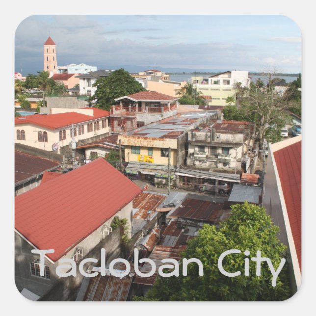Pegatina Cuadrada Ciudad de Tacloban (Anverso)