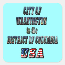 Pegatina Cuadrada Ciudad de Washington en el distrito de Columbia EE