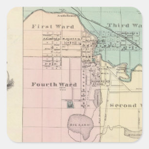 Pegatina Cuadrada Ciudad de Waupaca, pueblo de Winneconne