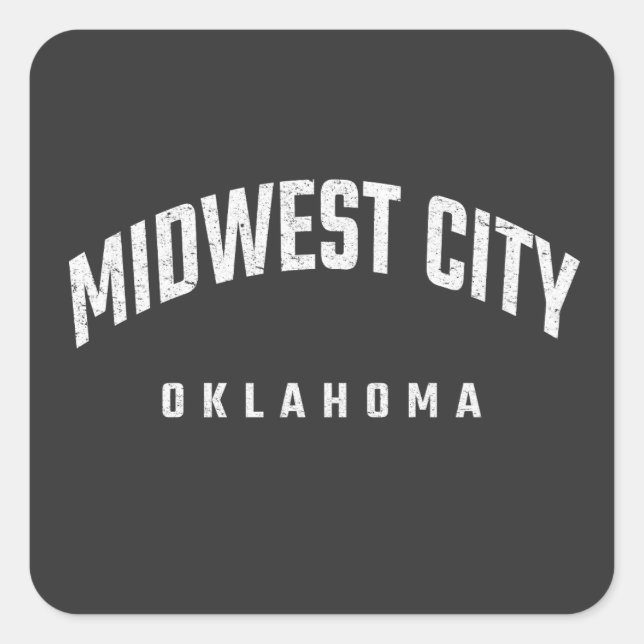 Pegatina Cuadrada Ciudad del Medio Oeste de Oklahoma OK (Anverso)