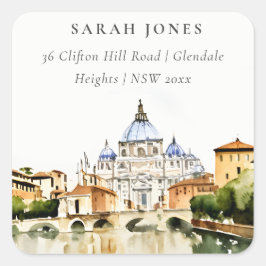 Pegatina Cuadrada Ciudad del Vaticano Roma Italia Dirección panorámi