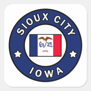 Pegatina Cuadrada Ciudad Sioux Iowa