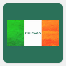 Pegatina Cuadrada Ciudad ventosa Chicago Orgulloso irlandés - Día de
