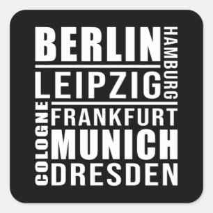 Pegatina Cuadrada Ciudades alemanas Alemania Cityscape regalo divert