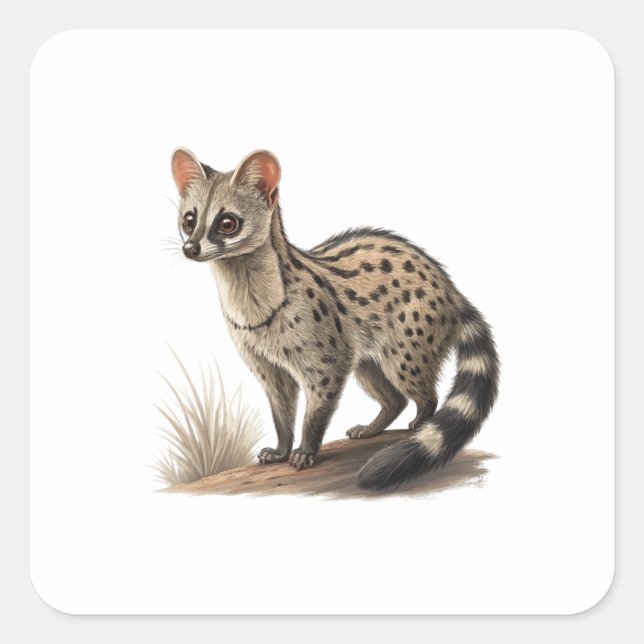 Pegatina Cuadrada Civeta africana (Anverso)