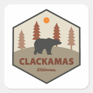 Pegatina Cuadrada Clackamas Wilderness Oregon Oso