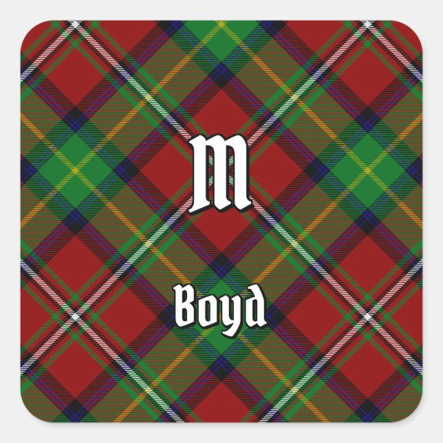 Pegatina Cuadrada Clan Boyd Tartan (Anverso)