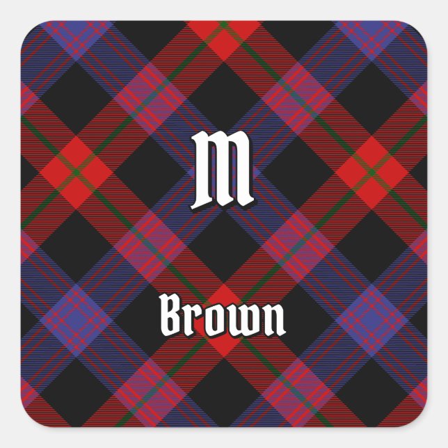 Pegatina Cuadrada Clan Brown Tartan (Anverso)