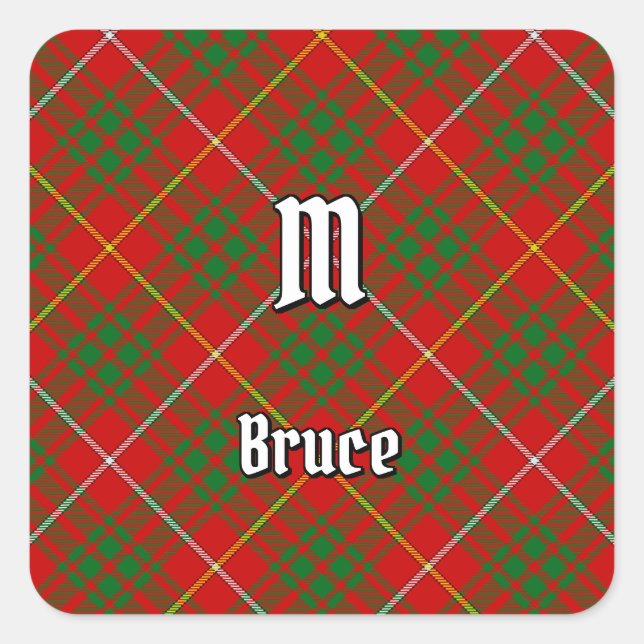Pegatina Cuadrada Clan Bruce Tartan (Anverso)