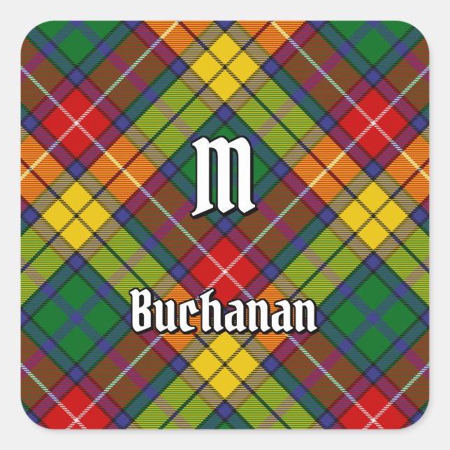 Pegatina Cuadrada Clan Buchanan Tartan (Anverso)