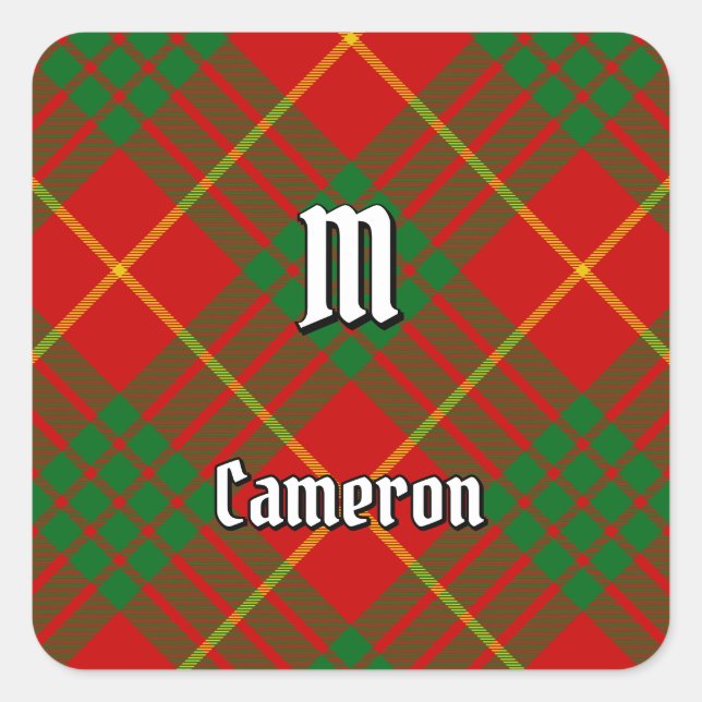 Pegatina Cuadrada Clan Cameron Tartan (Anverso)