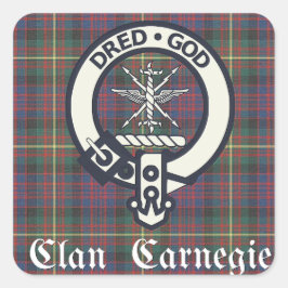 Pegatina Cuadrada Clan Carnegie Escudo Tartan