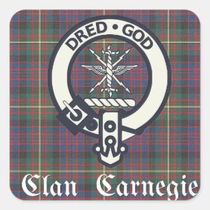Pegatina Cuadrada Clan Carnegie Escudo Tartan