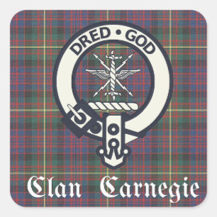 Pegatina Cuadrada Clan Carnegie Escudo Tartan