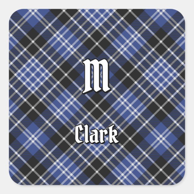 Pegatina Cuadrada Clan Clark Tartan (Anverso)