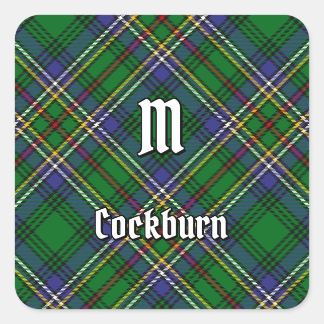 Pegatina Cuadrada Clan Cockburn Tartan (Anverso)