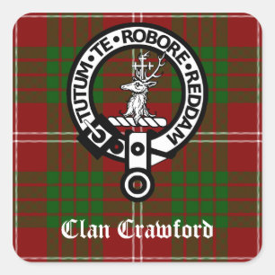 Pegatina Cuadrada Clan Crawford Escudo Tartan