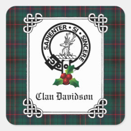 Pegatina Cuadrada Clan Davidson Escudo Badge & Tartan Holiday