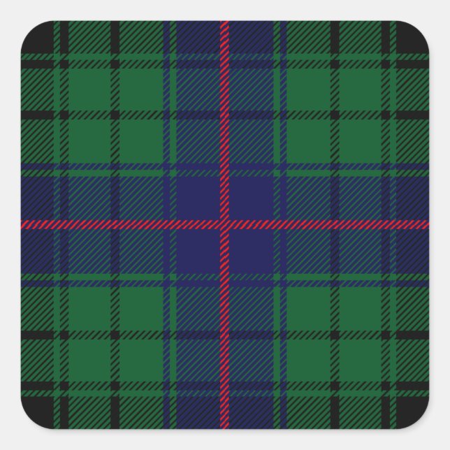 Pegatina Cuadrada Clan Davidson Tartan (Anverso)