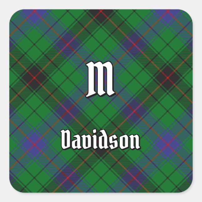 Pegatina Cuadrada Clan Davidson Tartan (Anverso)
